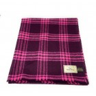 Pure Wool Tweed Blanket/Bedspread/Throw Pink & Cerise Check 1814/44